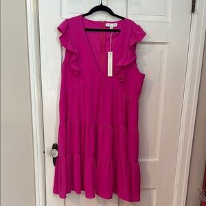 She + Sky NWT Hot Pink Sleeveless Ruffle Dress Size 1X